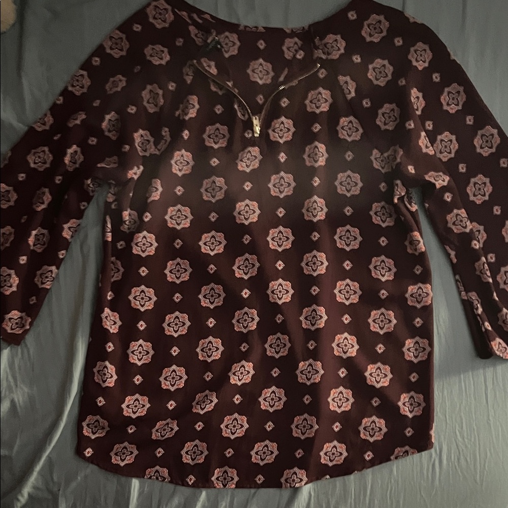 Papermoon Burgundy and Pink Floral Blouse